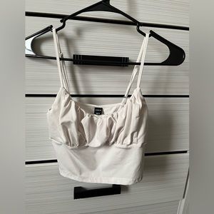 White front scrunched tank top
